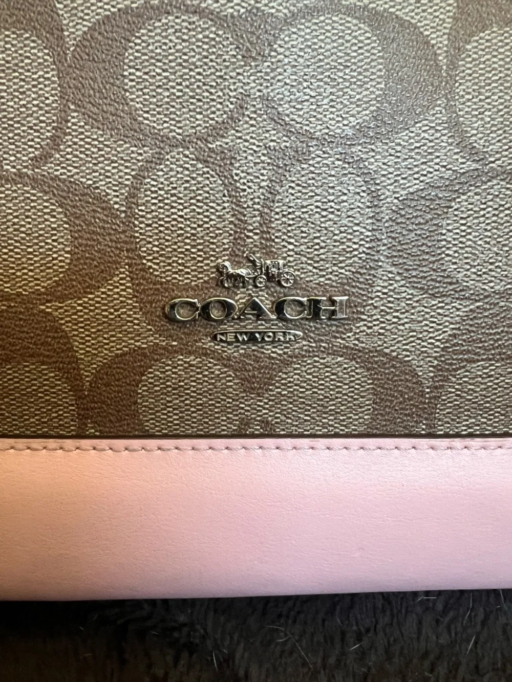 Coach Sierra Dome Satchel — Brown Signature with Pink Trim